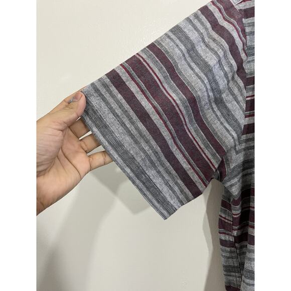 Iron Resin Striped XL Western USA Rodeo Canvas Work Chore Farm Button Up Shirt - Picture 3 of 15